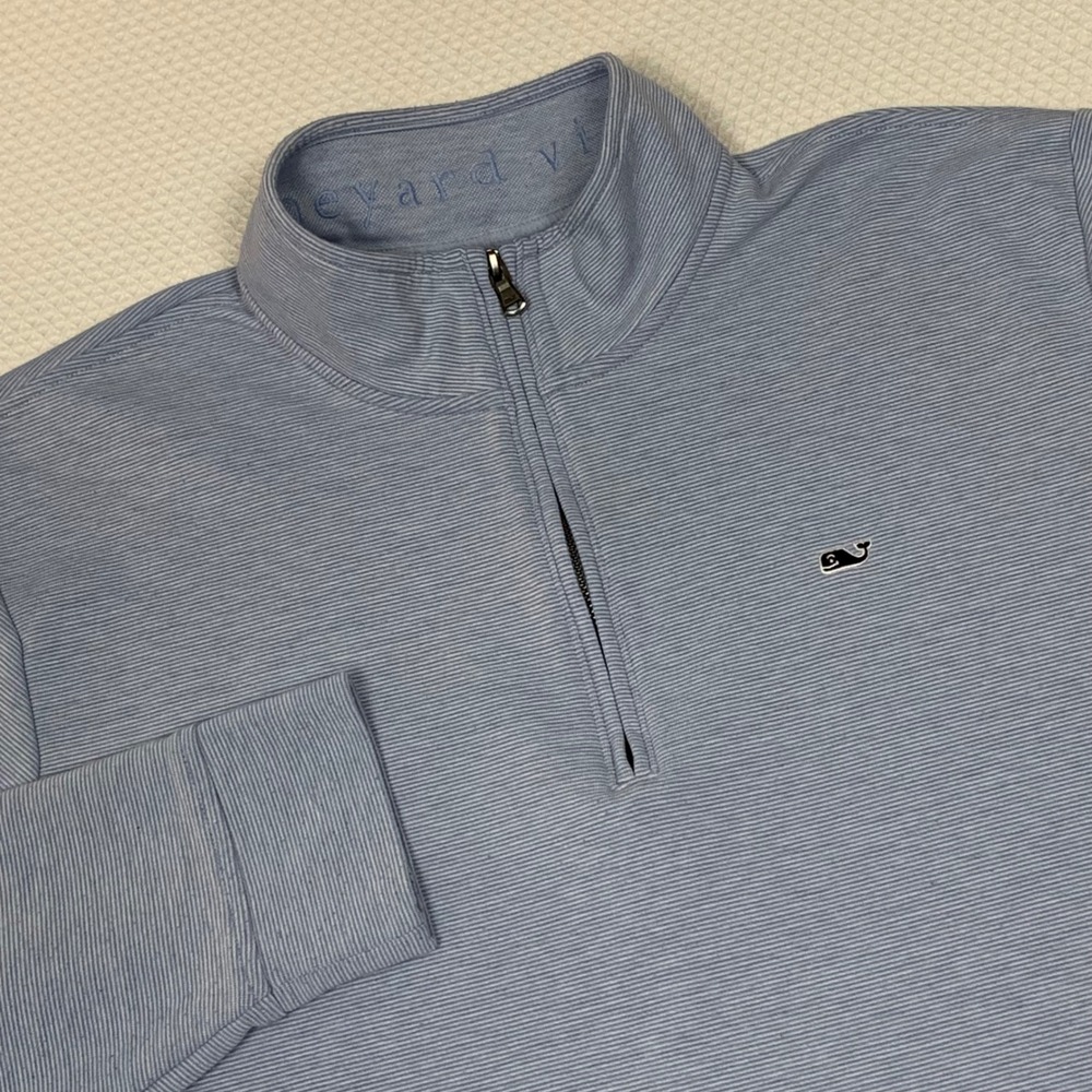 Vineyard Vines Saltwater Quarter Zip Mens XXL Light Blue Stripe 1K001863